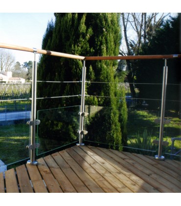 Pince à verre ronde 64mm en inox 316 pour plat