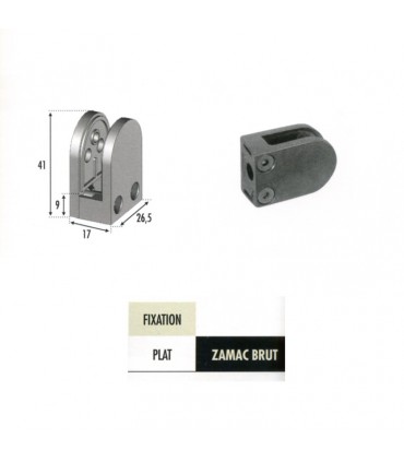 Pince à verre ronde 41mm en zamac brut pour plat