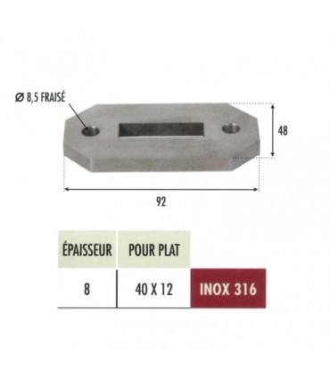Platine de fixation pour poteau INOX316