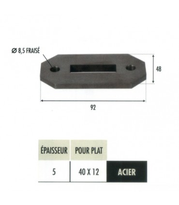 Platine de fixation pour poteau acier doux