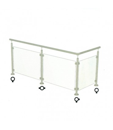 Poteau Ø42,4mm intermédiaire taraudé pour montage de verres INOX316