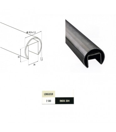 Main courante ronde Ø42,4mm pour garde corps en verre inox 304