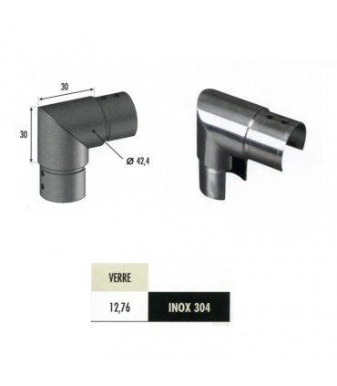 Coude 90° vertical pour main courante inox 304 ronde Ø42,4mm