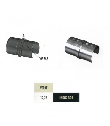 Union droit de main courante inox 304 ronde Ø42,4mm