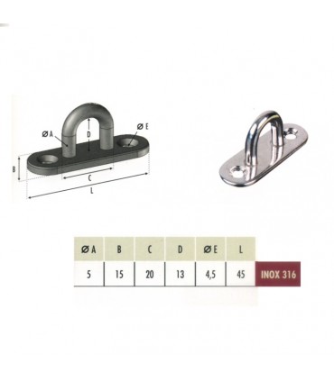 Platine base ovale avec anneau inox 304