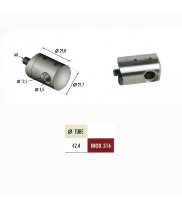 Connecteur en applique pour câble Ø4mm sur tube Ø42,4mm