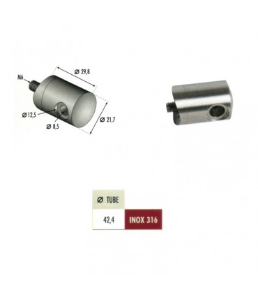 Connecteur en applique gauche pour câble Ø4mm sur tube