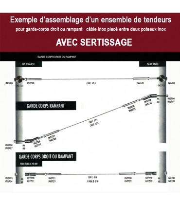 Tendeur à sertir inox 316 pour câble Ø4 et 6mm