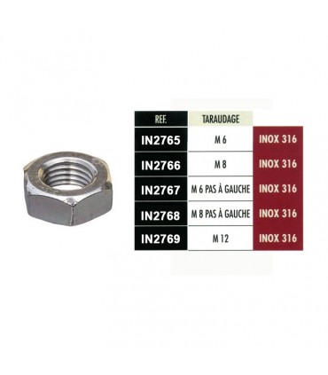 Ecrou hexagonal acier inox 316 M6 à M12