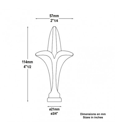 Pointe de lance fleur de lys hauteur 114mm