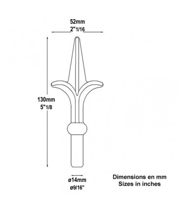 Pointe de lance fleur de lys 130mm