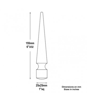 Pointe de lance effilée 25x25