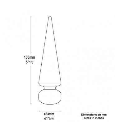 Pointe de lance effilée f forge embase Ø33mm
