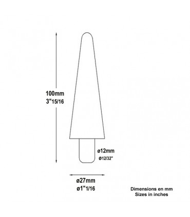 Pointe de lance effilée Ø12mm hauteur 100mm