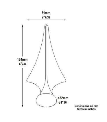Pointe de lance triangle fer forgé hauteur 124mm