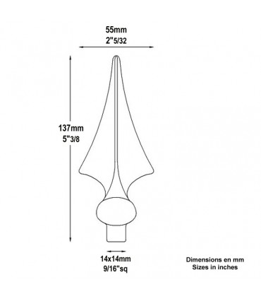 Pointe de lance triangle 137mm