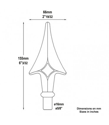 Pointe de lance fleche 155mm