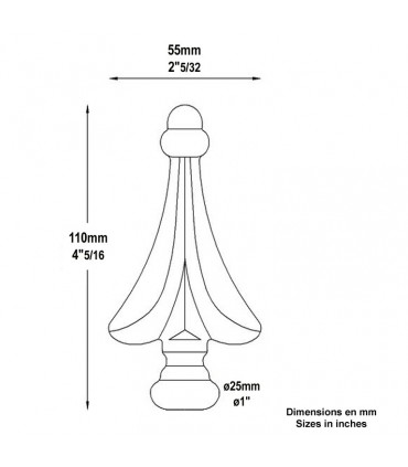 Pointe de lance galbée 110mm
