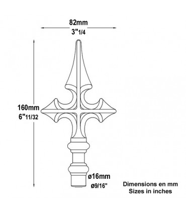 Pointe de lance en croix 160mm