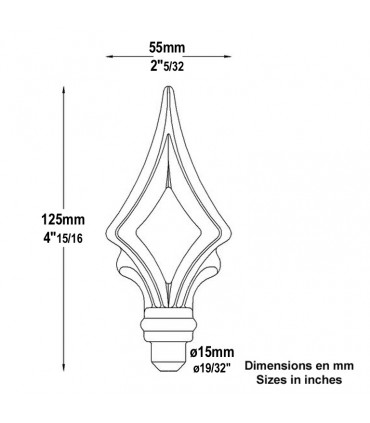 Pointe de lance ajourée 125mm
