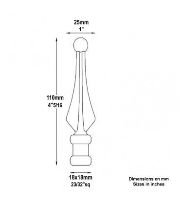 Pointe de lance à boule 110mm