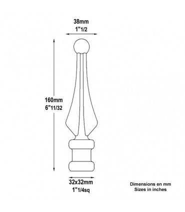 Pointe de lance à boule 160mm
