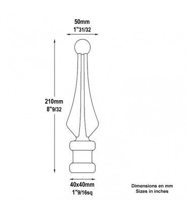 Pointe de lance à boule 210mm
