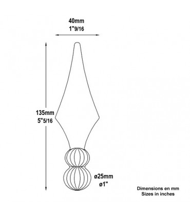 Pointe de lance crantée 135mm