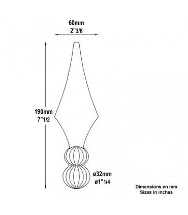 Pointe de lance crantée 190mm