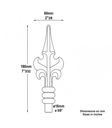 Pointe de lance feuille 180mm