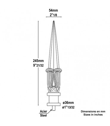 Pointe de lance fonte 245mm