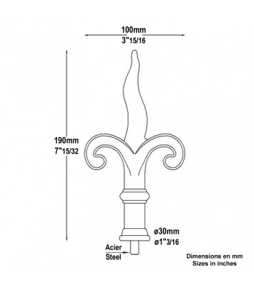 Pointe de lance fonte 190mm