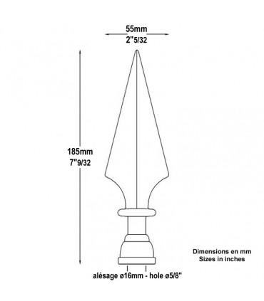 Pointe de lance fonte 185mm
