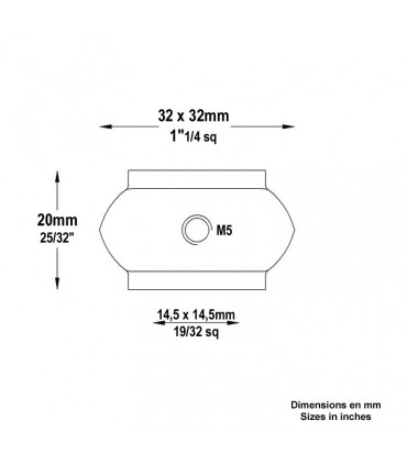 Garniture courte fonte 14x14mm