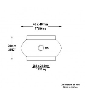 Garniture courte fonte 20x20mm