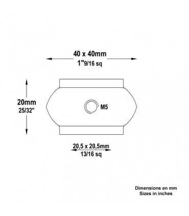 Garniture courte fonte 20x20mm