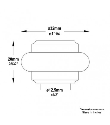 Garniture acier tourné Hauteur 20mm pour rond ø12mm