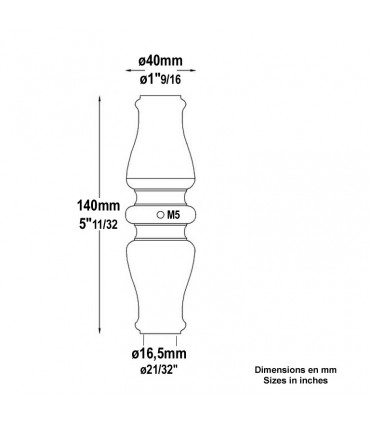 Garniture haute laiton cuir Ø16mm