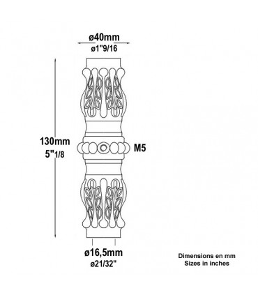 Garniture haute laiton poli Ø16mm