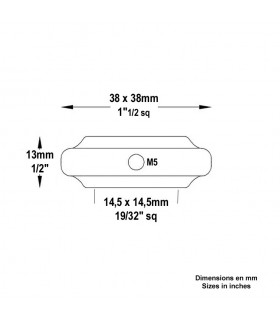 Garniture courte laiton poli 14x14mm
