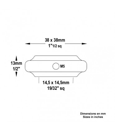Garniture courte laiton poli 14x14mm