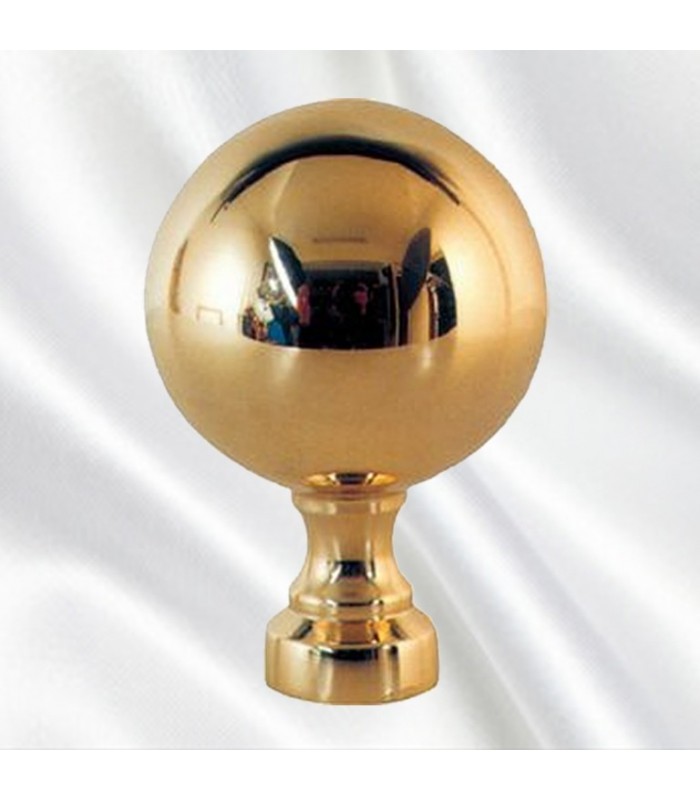 Boule départ d'escalier 150mm fixation M12 en laiton poli verni pour escaliers