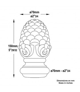 Pomme de pin forgée Hauteur 150mm