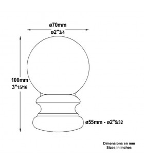 Boule escalier forgée Hauteur 100mm