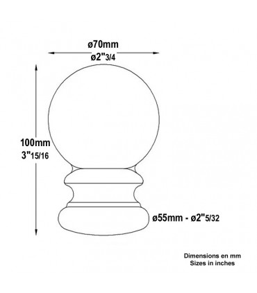 Boule escalier forgée Hauteur 100mm