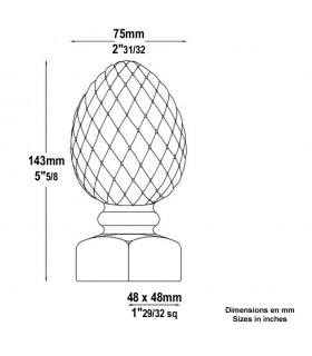 Pommeau pigne fonte Hauteur 143mm