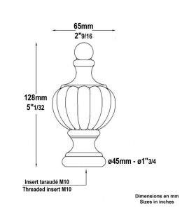 Pommeau aluminium Hauteur 128mm