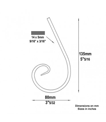Volute demi C H135mm 14x5mm