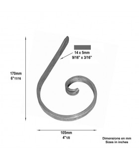 Volute demi C ALU H170mm 14x5mm