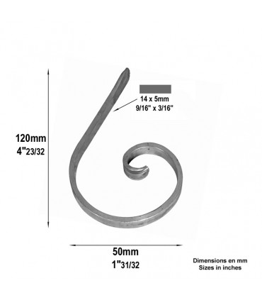 Volute demi C ALU H120mm 14x5mm